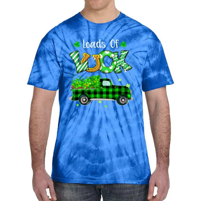 Loads Of Luck Truck Buffalo Plaid Shamrock St Patrick's Day Gift Tie-Dye T-Shirt