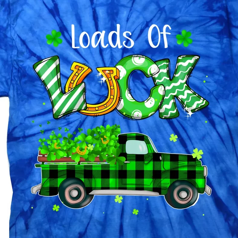 Loads Of Luck Truck Buffalo Plaid Shamrock St Patrick's Day Gift Tie-Dye T-Shirt