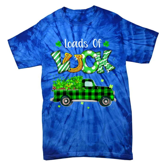 Loads Of Luck Truck Buffalo Plaid Shamrock St Patrick's Day Gift Tie-Dye T-Shirt