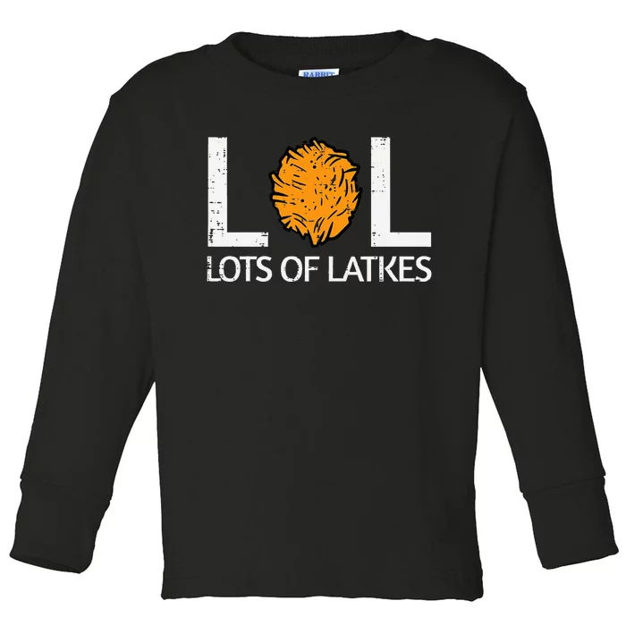 Lots Of Latkes Funny Jew Hanukkah Chanukah Toddler Long Sleeve Shirt