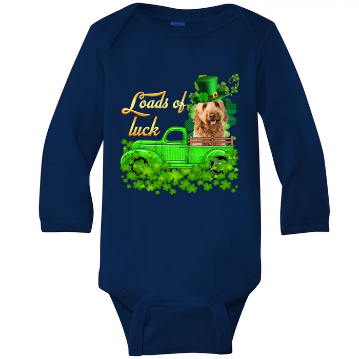 Loads Of Luck Truck Goldendoodle St Patrick's Day Gift Baby Long Sleeve Bodysuit