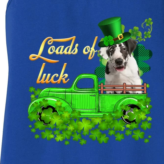 Loads Of Luck Truck Great Dane St Patrick's Day Great Gift Women's Racerback Tank