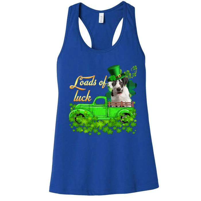 Loads Of Luck Truck Great Dane St Patrick's Day Great Gift Women's Racerback Tank