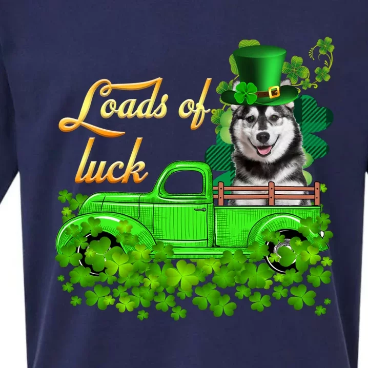 Loads Of Luck Truck Husky St Patrick's Day Funny Gift Sueded Cloud Jersey T-Shirt