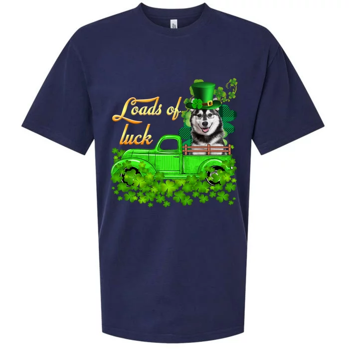 Loads Of Luck Truck Husky St Patrick's Day Funny Gift Sueded Cloud Jersey T-Shirt