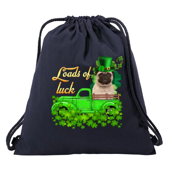 Loads Of Luck Truck Pug St Patrick's Day Gift Drawstring Bag