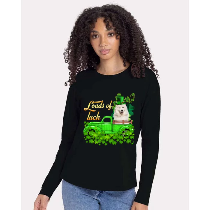 Loads Of Luck Truck Samoyed St Patrick's Day Gift Womens Cotton Relaxed Long Sleeve T-Shirt