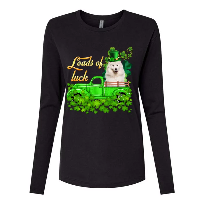 Loads Of Luck Truck Samoyed St Patrick's Day Gift Womens Cotton Relaxed Long Sleeve T-Shirt