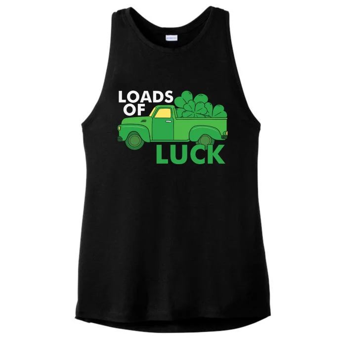 Loads Of Luck Funny Truck Patricks Day Ladies Tri-Blend Wicking Tank