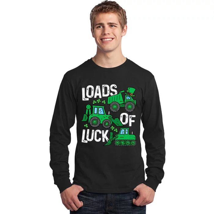 Loads Of Luck Boy St Patricks Day Crane Truck Construction Tall Long Sleeve T-Shirt