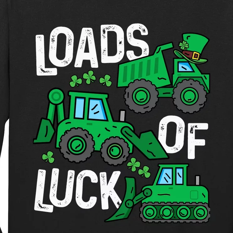 Loads Of Luck Boy St Patricks Day Crane Truck Construction Tall Long Sleeve T-Shirt