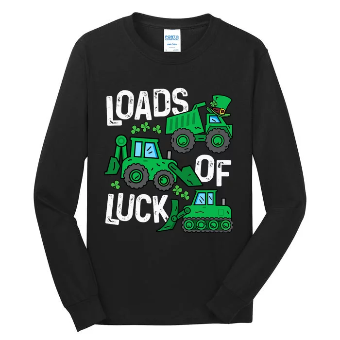 Loads Of Luck Boy St Patricks Day Crane Truck Construction Tall Long Sleeve T-Shirt