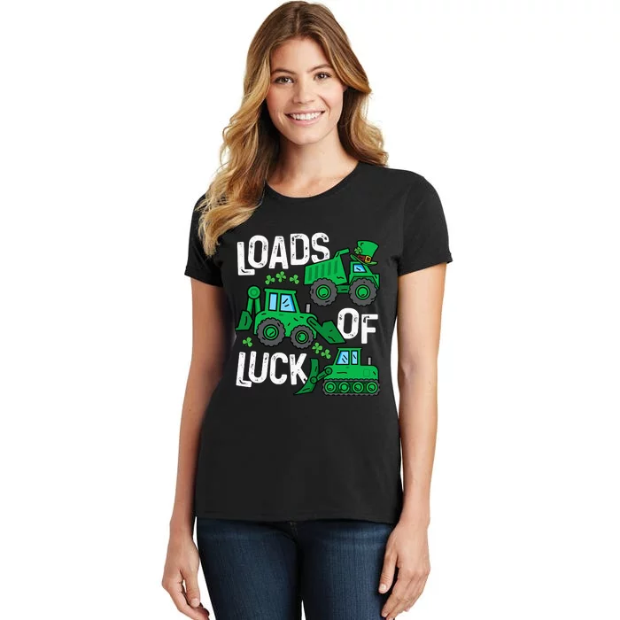 Loads Of Luck Boy St Patricks Day Crane Truck Construction Women's T-Shirt