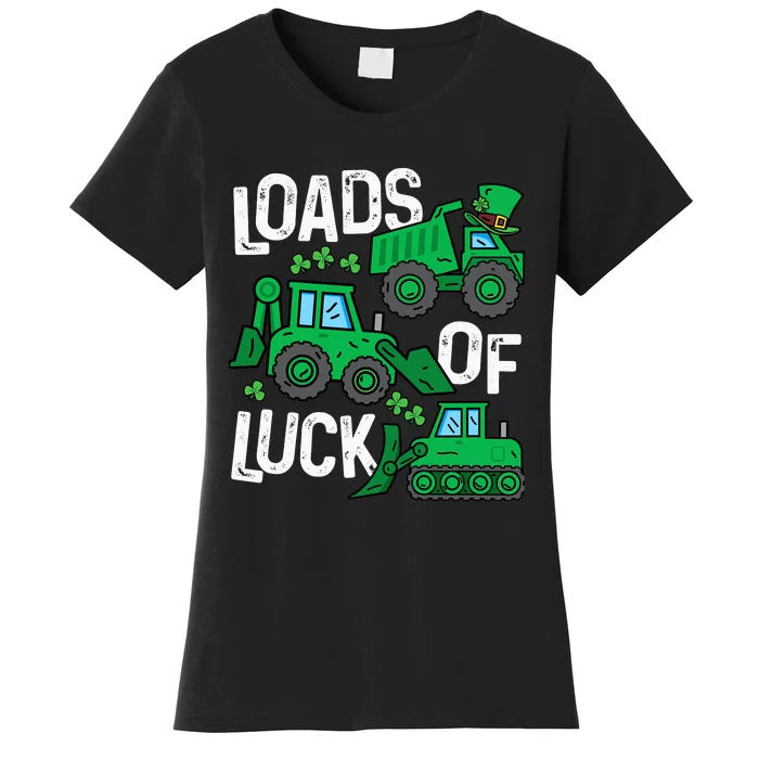 Loads Of Luck Boy St Patricks Day Crane Truck Construction Women's T-Shirt