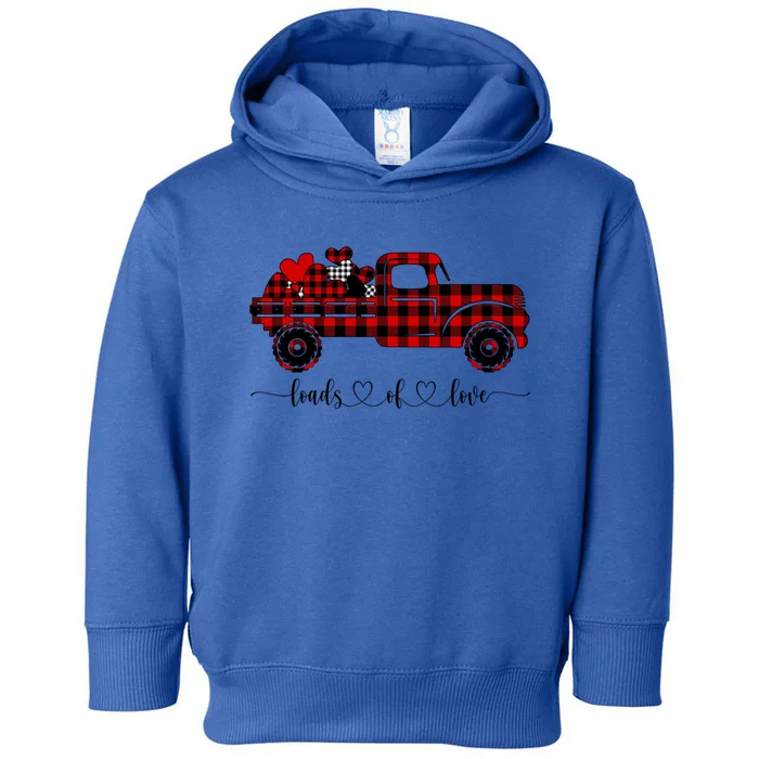 Loads Of Love Truck With Buffalo Plaid Hearts Valentines Day Gift Toddler Hoodie