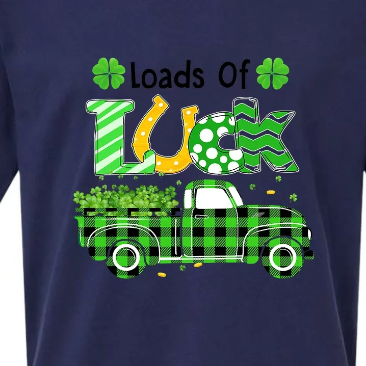 Loads Of Luck Truck Buffalo Plaid Shamrock St Patrick's Day Sueded Cloud Jersey T-Shirt