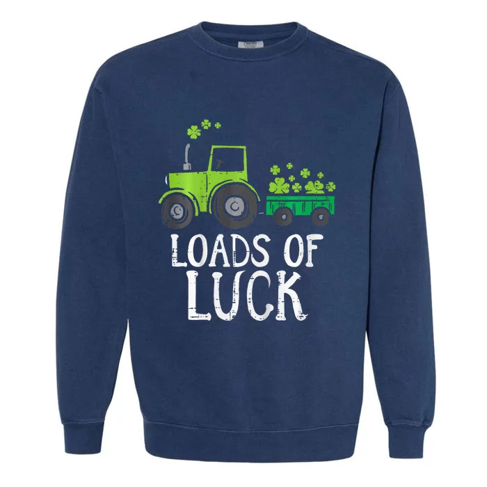 Loads Of Luck Tractor St Patricks Day Garment-Dyed Sweatshirt