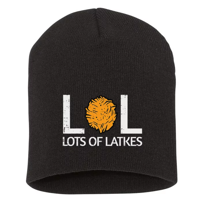 Lots Of Latkes Funny Jew Hanukkah Chanukah Short Acrylic Beanie