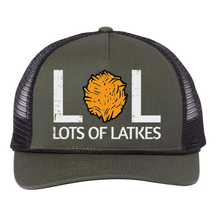 Lots Of Latkes Funny Jew Hanukkah Chanukah Retro Rope Trucker Hat Cap