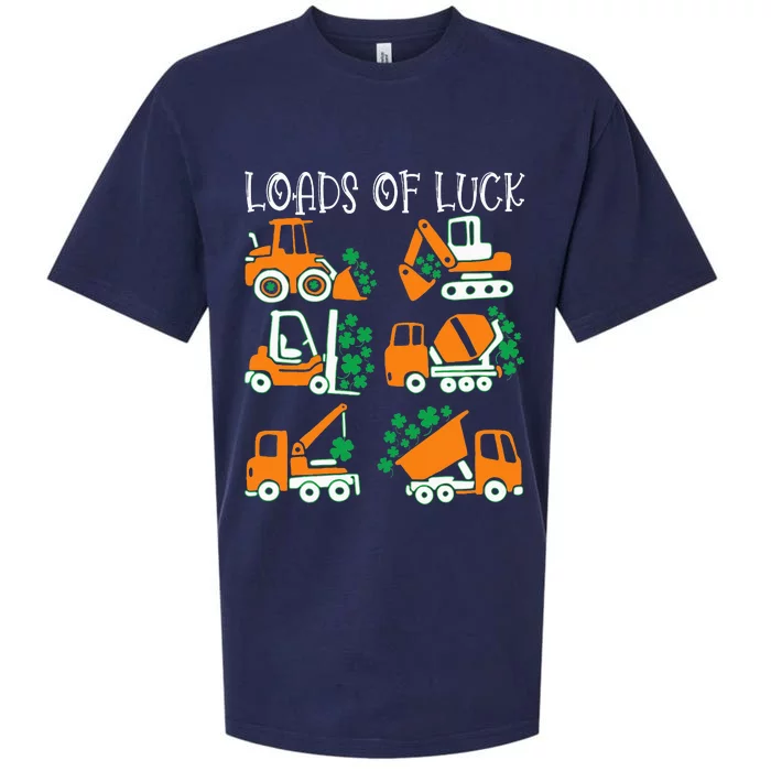 Loads Of Luck Construction Machines St Patricks Day Sueded Cloud Jersey T-Shirt