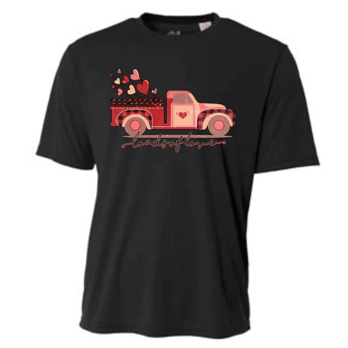 Loads Of Love Heart Truck Happy Valentines Day Heart Love Funny Gift Cooling Performance Crew T-Shirt