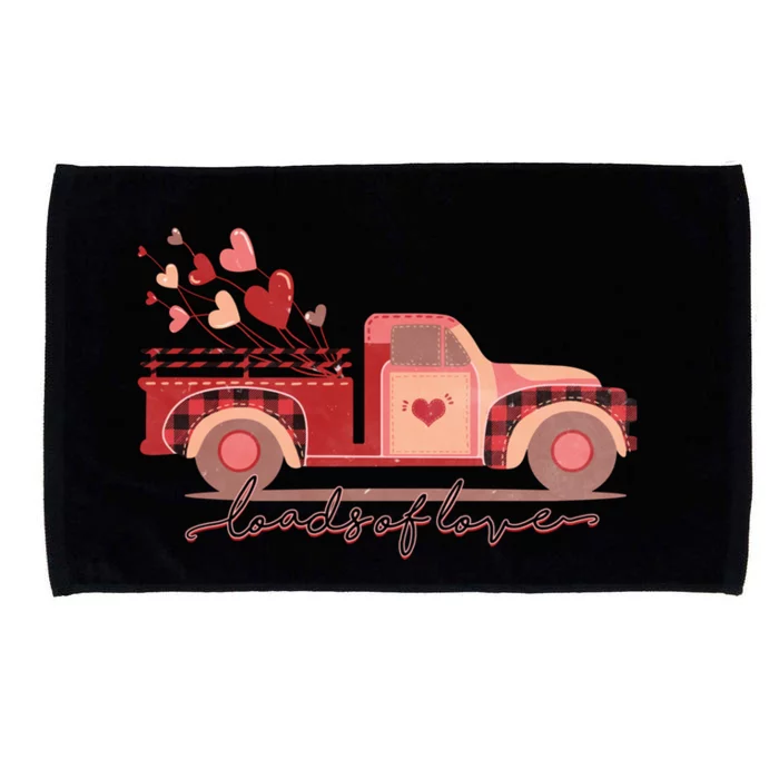 Loads Of Love Heart Truck Happy Valentines Day Heart Love Funny Gift Microfiber Hand Towel