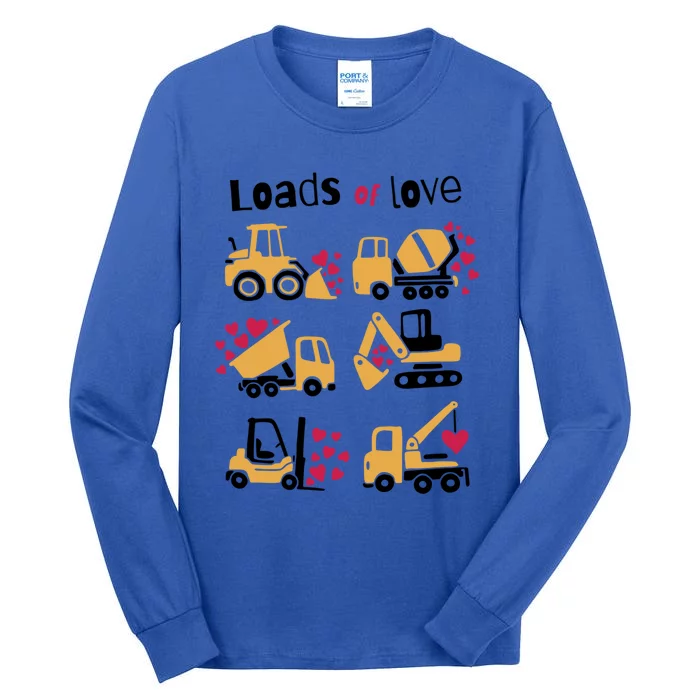 Loads Of Love Construction Truck Hearts Valentines Day Gift Tall Long Sleeve T-Shirt