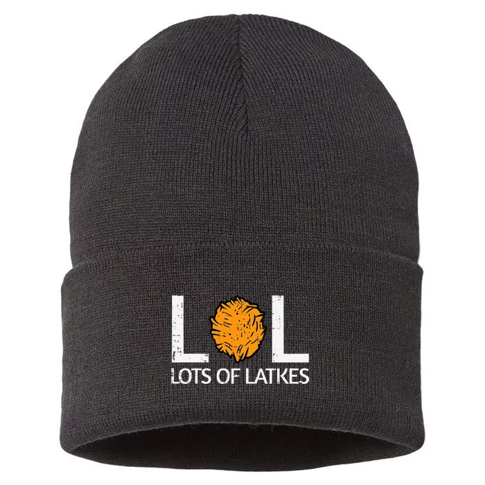 Lots Of Latkes Funny Jew Hanukkah Chanukah Sustainable Knit Beanie