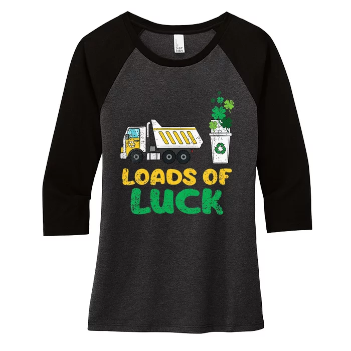 Loads Of Luck Truck green St Patricks Day Women's Tri-Blend 3/4-Sleeve Raglan Shirt