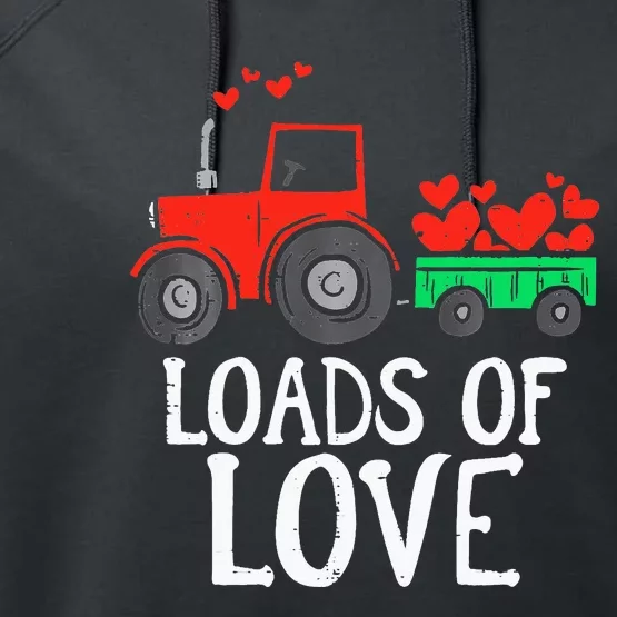 Loads Of Love Tractor Cute Valentines Day Performance Fleece Hoodie