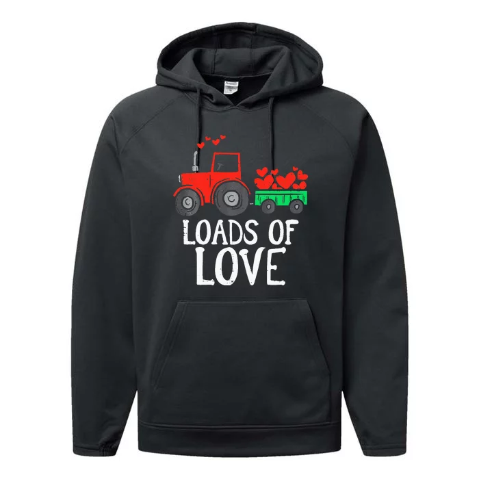 Loads Of Love Tractor Cute Valentines Day Performance Fleece Hoodie