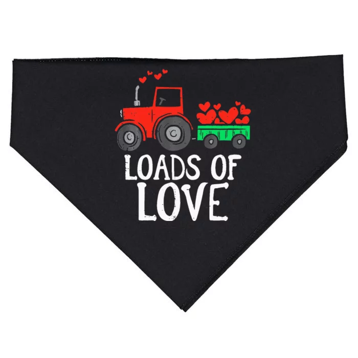 Loads Of Love Tractor Cute Valentines Day USA-Made Doggie Bandana