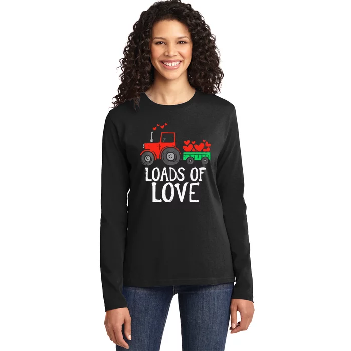 Loads Of Love Tractor Cute Valentines Day Ladies Long Sleeve Shirt