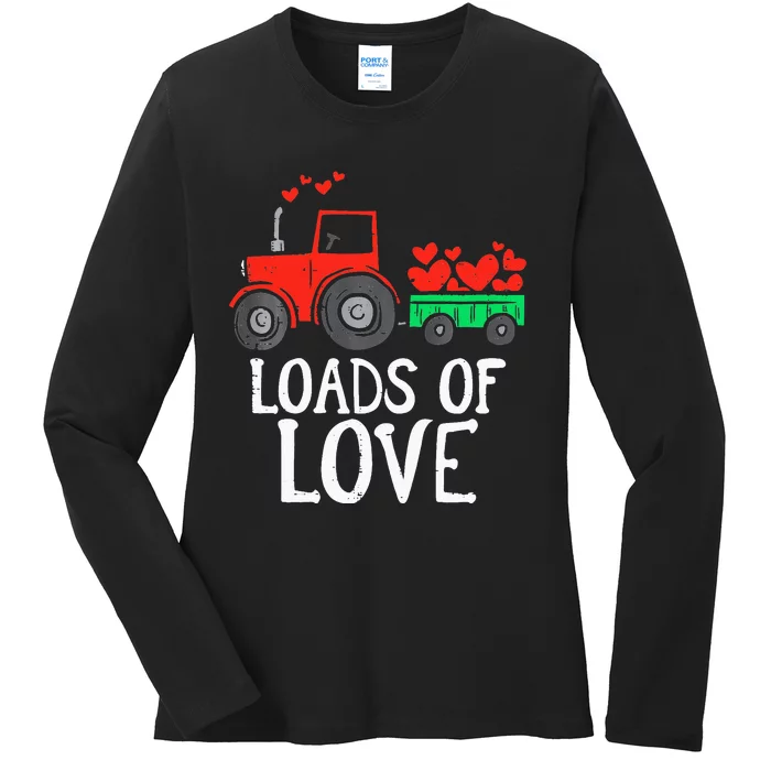 Loads Of Love Tractor Cute Valentines Day Ladies Long Sleeve Shirt