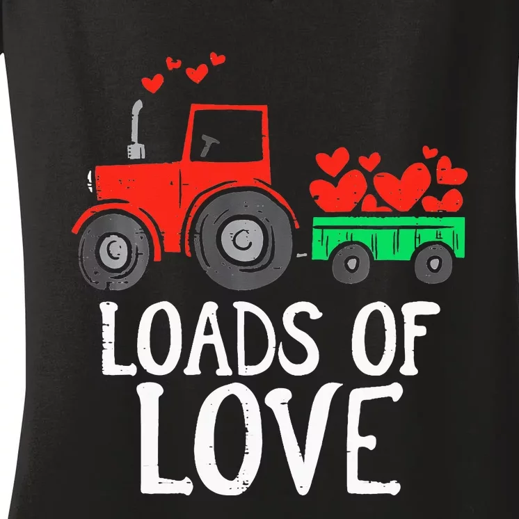 Loads Of Love Tractor Cute Valentines Day Women's V-Neck T-Shirt