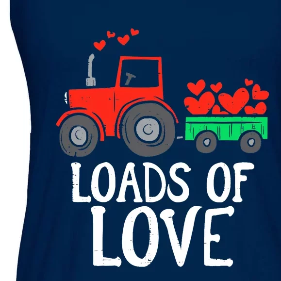 Loads Of Love Tractor Cute Valentines Day Truck Boy Ladies Essential Flowy Tank