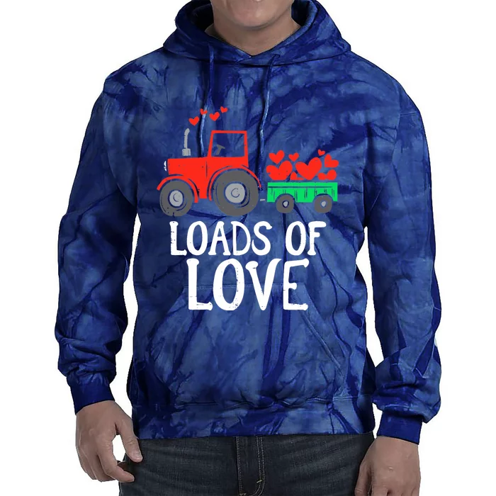 Loads Of Love Tractor Cute Valentines Day Truck Boy Tie Dye Hoodie