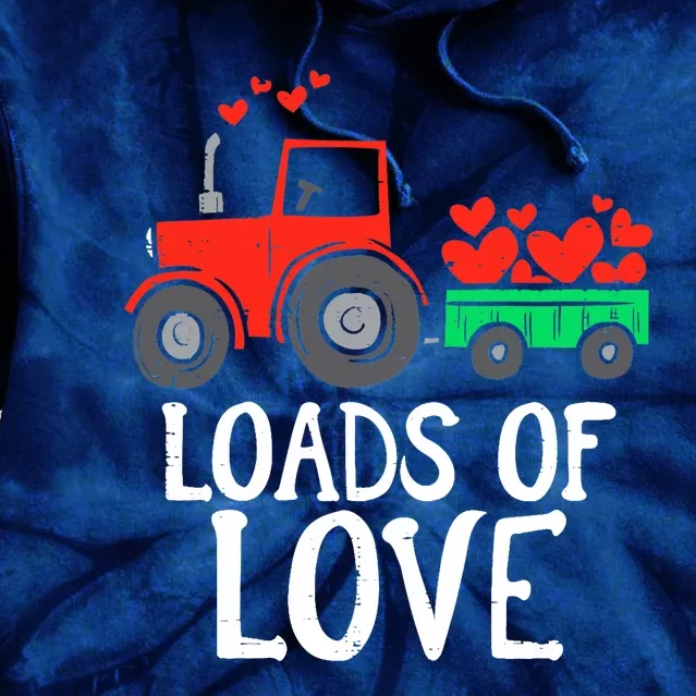 Loads Of Love Tractor Cute Valentines Day Truck Boy Tie Dye Hoodie