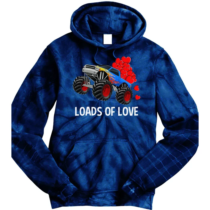 Loads Of Love Monster Truck Valentine's Day Gifts Tie Dye Hoodie