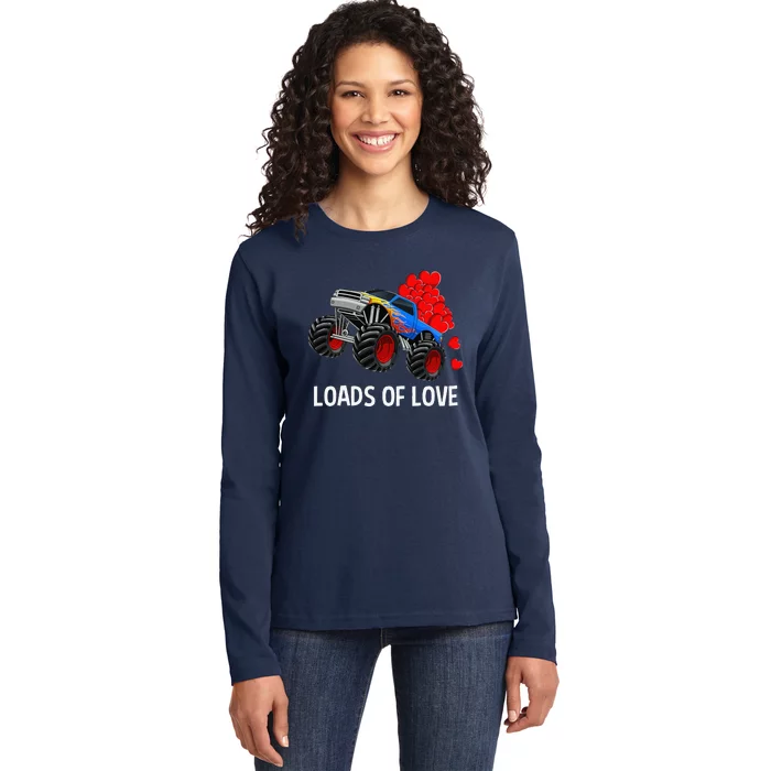 Loads Of Love Monster Truck Valentine's Day Gifts Ladies Long Sleeve Shirt