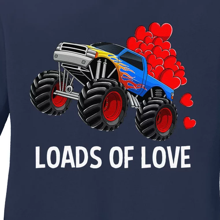 Loads Of Love Monster Truck Valentine's Day Gifts Ladies Long Sleeve Shirt