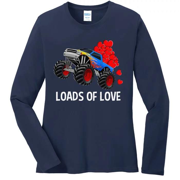 Loads Of Love Monster Truck Valentine's Day Gifts Ladies Long Sleeve Shirt