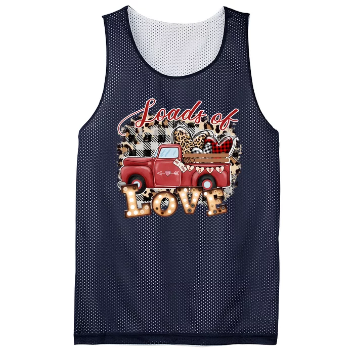 Loads Of Love Cute Vintage Truck Valentines Day Mesh Reversible Basketball Jersey Tank