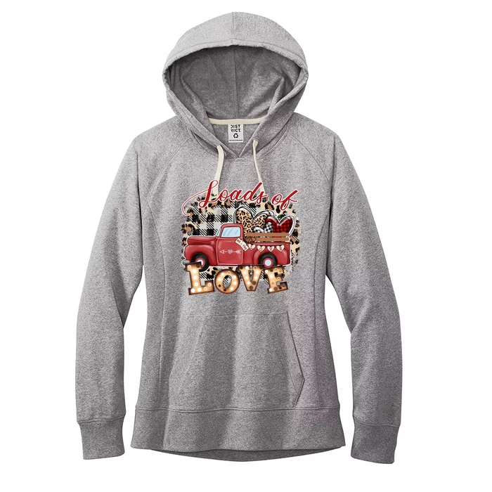 Loads Of Love Cute Vintage Truck Valentines Day Women's Fleece Hoodie