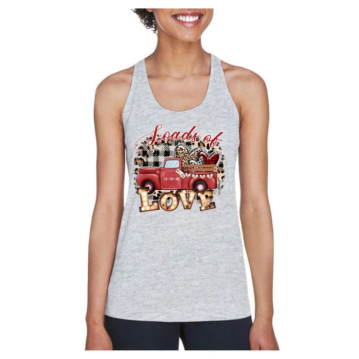 Loads Of Love Cute Vintage Truck Valentines Day Women's Racerback Tank