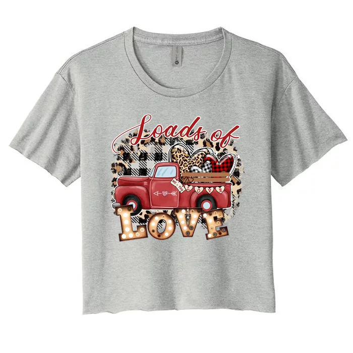 Loads Of Love Cute Vintage Truck Valentines Day Women's Crop Top Tee