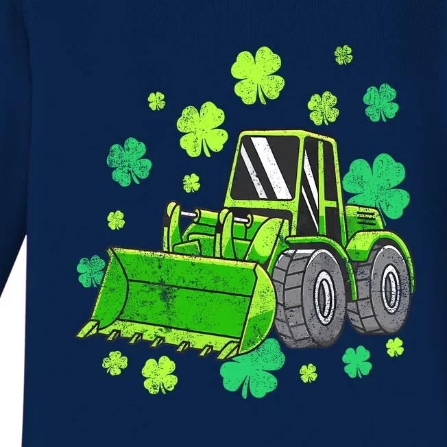 Loads Of Luck Tractor Boy St Patricks Day Baby Long Sleeve Bodysuit