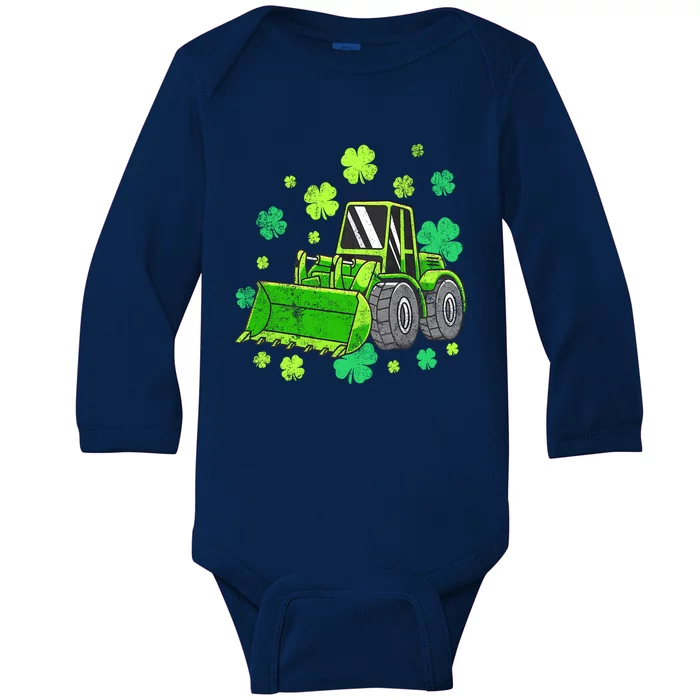 Loads Of Luck Tractor Boy St Patricks Day Baby Long Sleeve Bodysuit