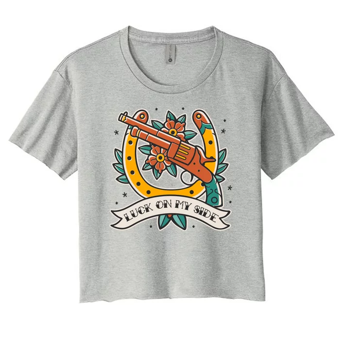 Luck On My Side Gun Women's Crop Top Tee