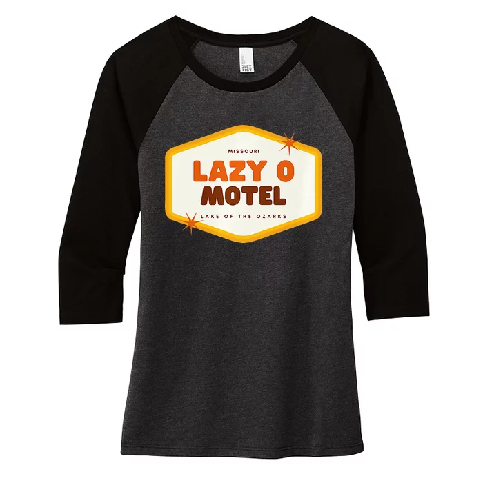 Lazy O Motel Lake Of The Ozarks Missouri Women's Tri-Blend 3/4-Sleeve Raglan Shirt